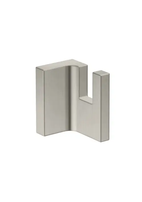 Edelstahl-Handtuchhaken von AXOR mit rechteckiger Form. Der Haken hat eine moderne, schlichte Optik und eignet sich zur Montage an Wandoberflächen.
